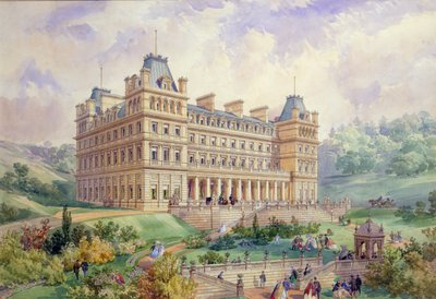 Näkymä ehdotetulle hotellille, Tunbridge Wells (wc, kynä ja muste) tekijältä George Murray